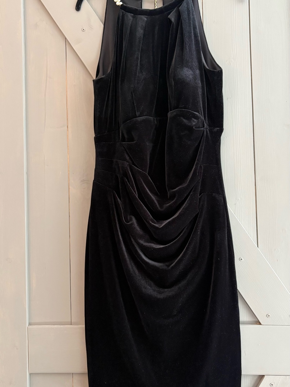 Eliza J Black Strapless Velvet Draped Cocktail Dress